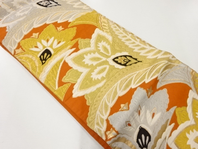 JAPANESE KIMONO / ANTIQUE FUKURO OBI / SILK / WOVEN CHINESE FLOWERS